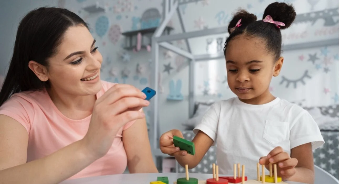 Special educator teaching a child