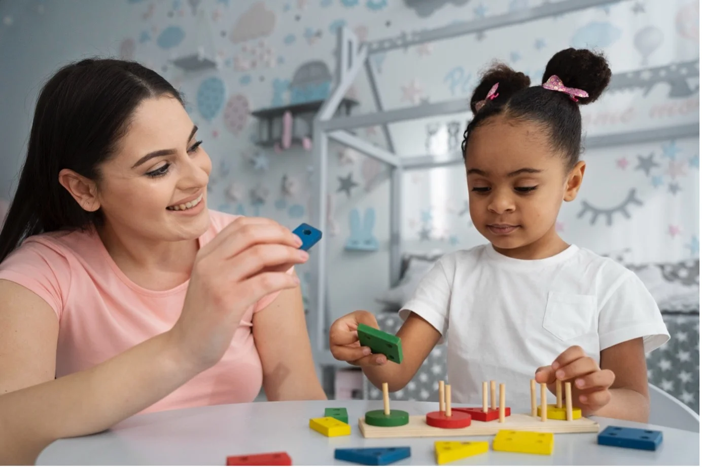 Special educator teaching a child